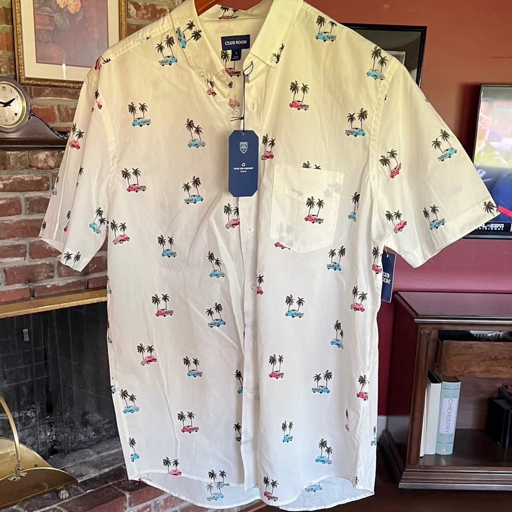 Club Room Men's White Shirt NWT size L short sleeve button down